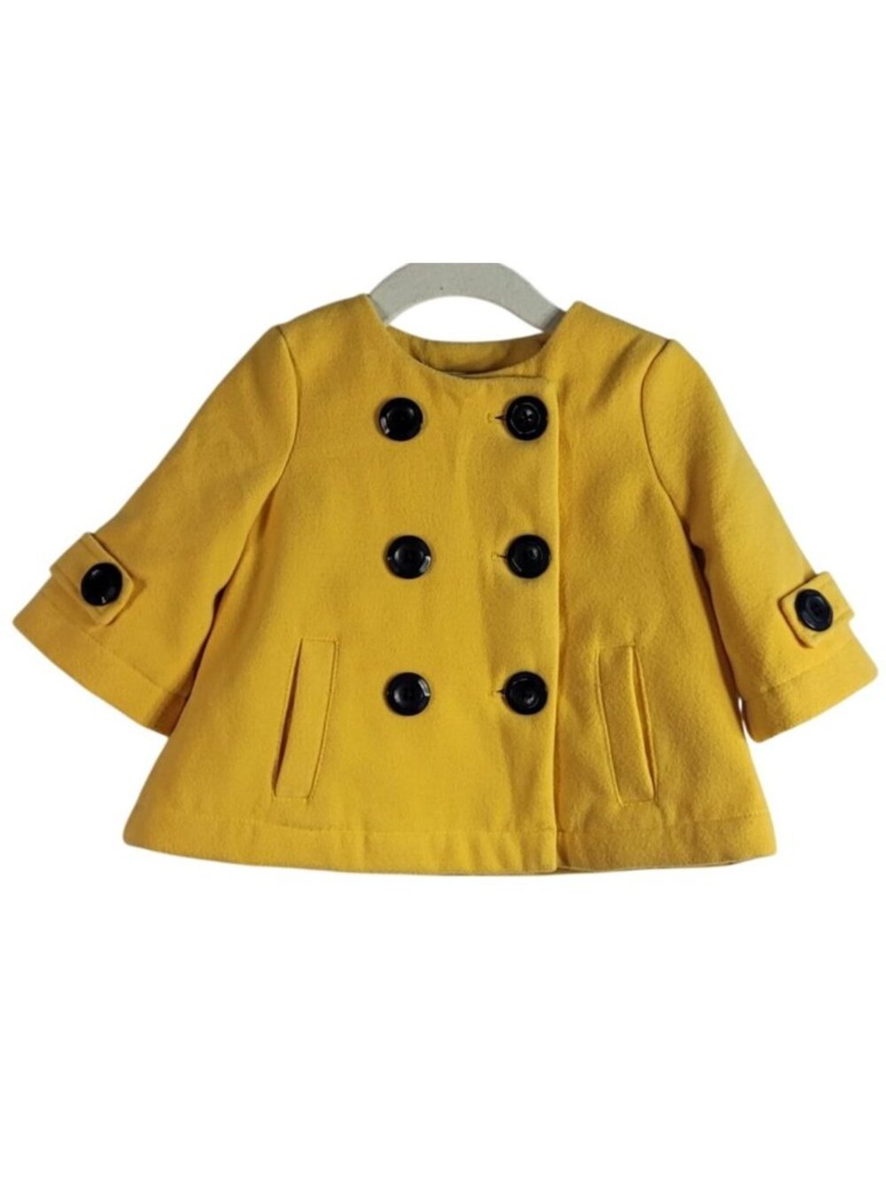 Maggie & Zoe Pea Coat Yellow 12M Double Breasted Lined Pockets Swing Formal